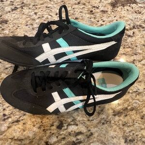 Onitsuka Tiger by Asics Black and White Sneakers with Teal Highlights